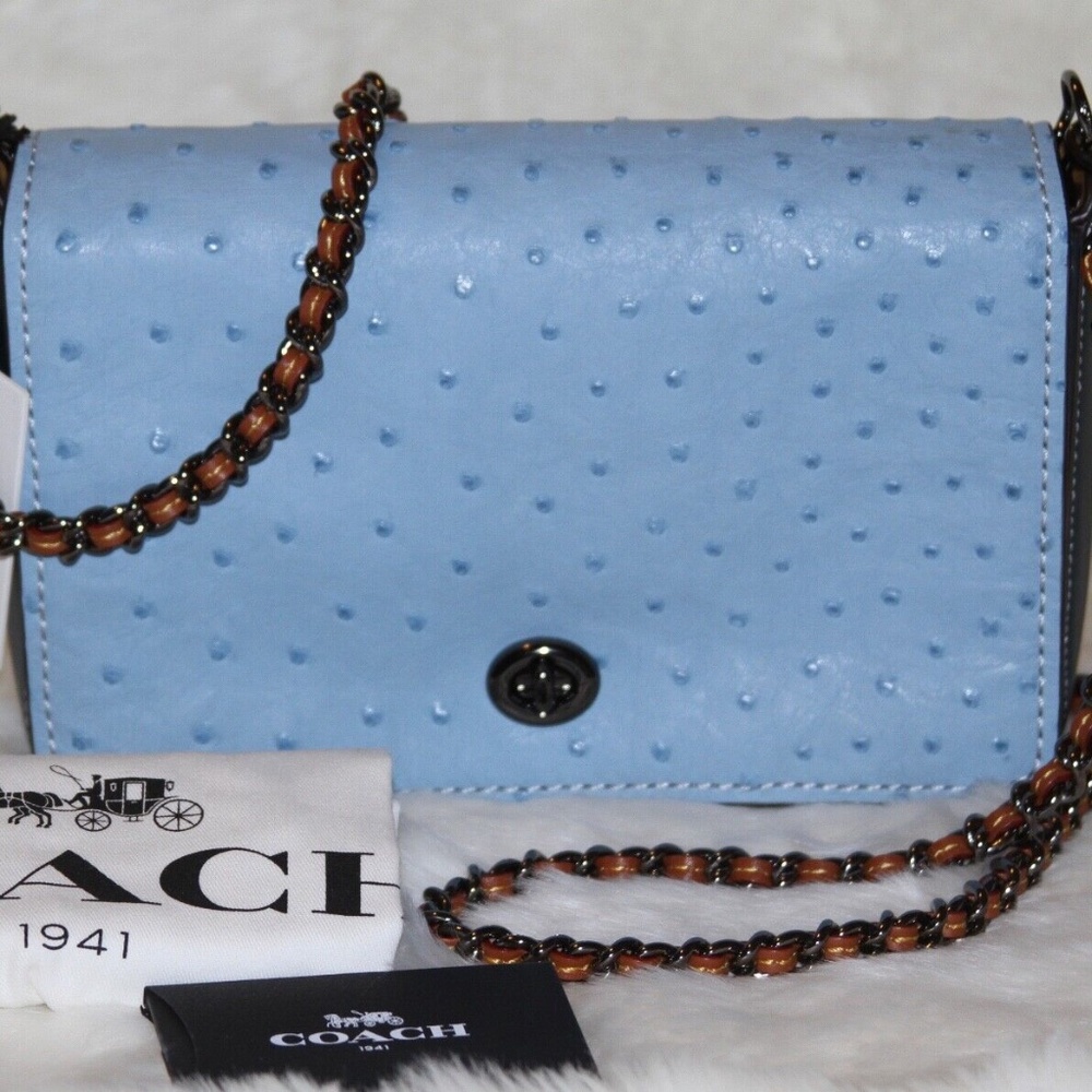 RARE! COACH 1941 Ostrich Dinky 24 Crossbody Bag Leather Purse Handbag